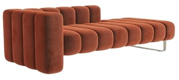 Ottomane für Schlafzimmer Orangefarbene Schlafzimmerbank, Samtbank, gepolsterte Bettbank, Tufting-Bank, Innenbank mit goldenen Beinen for Wohnzimmer, Schlafzimmer, Esszimmer, Eingangsbereich Ende der