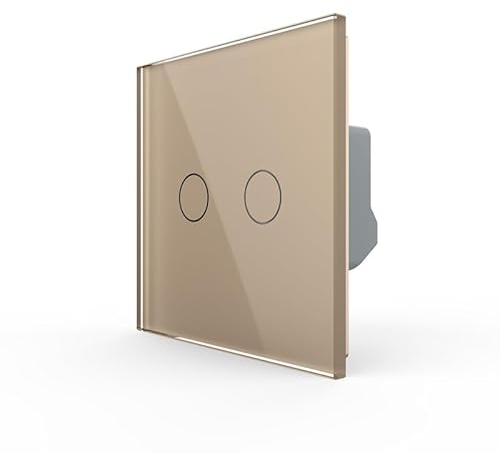 LIVOLO - Interruptor de luz táctil regulable (2 vías, con regulador de intensidad, cristal de pared, color dorado, VL-FC2D2-2G-C2-13)