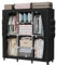 LOEFME Kleiderschrank, Stoffschrank, Faltbarer Kleiderschrank mit Kleiderstange, Stoffkleiderschrank mit 18 Seitentaschen, 45 x 130 x 172 cm, Schwarz