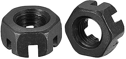 QUARKZMAN 12 Piezas M10x1.25mm Tuerca Ranurada Hexagonal Negra | Tuerca Hexagonal de Acero al Carbono Grado 4.8