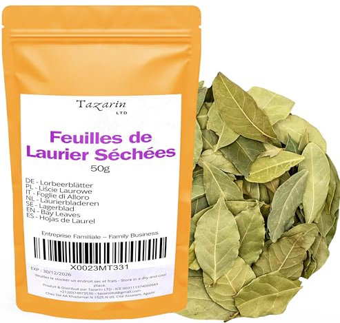 50g Feuilles de Laurier Entières Séchées - Laurus Nobilis - Arôme & Goût Intense - 100% Naturel, Pur et Sans Additifs | Qualité Supérieure