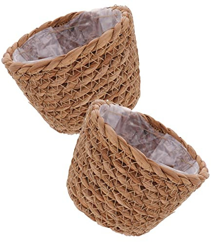 BESPORTBLE 2pièces Paniers À Fleurs Tissés Main pour Plantes Intérieures Panier De Plantes Rustique Naturel Couleur Aléatoire
