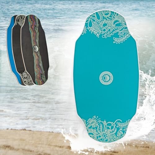 JUCKER HAWAII Skimboard HPL AKA Blue Pro - Profi Skimboard mit doppelseitiger HPL Beschichtung und Eva Anti-Rutsch Schicht, High-End Skimboard - Ultra schnell, langlebig und bis 115 kg belastbar