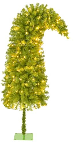 Árbol de Navidad de 5.5 pies con soporte, árbol de Navidad caprichoso, árbol de Navidad de mesa, decoraciones de Navidad para el hogar, oficina, decoración de fiestas, 550 puntas de rama/170 luces