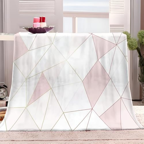 Fleece Throw Blanket Light Rose Gold Lines 100x130 cm Sherpa Fleece Blanket, Soft Fluffy Warm Sofa Throw and Bed Blankets, 3D Print Versatile Blanket, Fit All Season