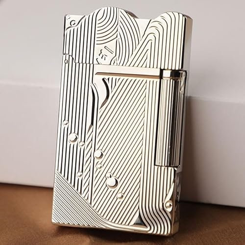 Sanji Feuerzeug, Carving Art Cool Feuerzeug, Vintage-Trench-Feuerzeug, Antikes Kupfer Kerosin-Feuerzeug, einzigartige Messing-Feuerzeuge Geschenke für Männer Frauen Ehemann Sammlung (Silber)