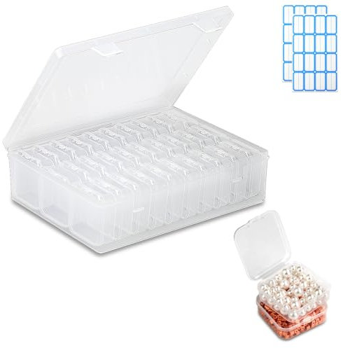 30PCS Kleine Aufbewahrungsbox mit Deckel 5.5x5.5x2cm und 1 Große Perlen Aufbewahrungsbox Transparent Aufbewahrung Bügelperlen Mini Aufbewahrungsbox mit Klappdeckel für Perlen Schmuck Pillen Kleinteile