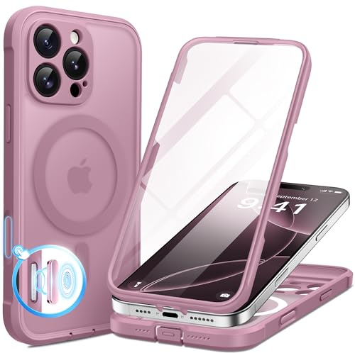 BERFY for iPhone 16 Pro Max Case, Compatible with MagSafe,Blackcurrant | Built-in Screen Protector, Full Camera Protection, Shockproof Full Body Magnetic Clear Phone Case 6.9