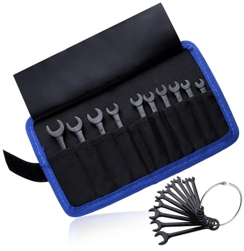 LEONTOOL Mini set di chiavi inglesi metriche, 10 pezzi, 4 – 11 mm, set di chiavi a forchetta e ad anello