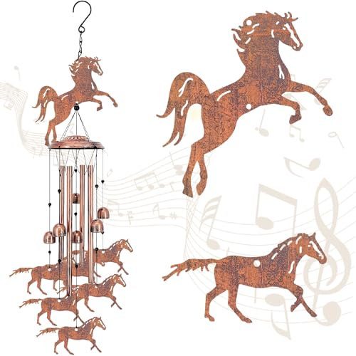 CREATCABIN Windspiele Draußen Pferdeanhänger Windglocke Gedenk Windspiele Beileidsgeschenke Für Verlust Eines Geliebten Menschen Haus Garten Terrasse Veranda Hof Strand Hängende Dekoration 88cm
