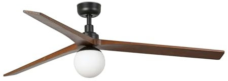 Faro Klim Ventilatore da soffitto grande a 3 pale nero opaco, noce con luce 1x E27 Wiz Smart System