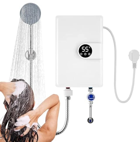 Chauffe-Eau Instantané Électrique | Chauffage Avec Affichage Numérique | Chauffe-eau à eau chaude instantané,Pour Camping-Car Cuisine Salle De Bain Piscine Extérieur Intérieur