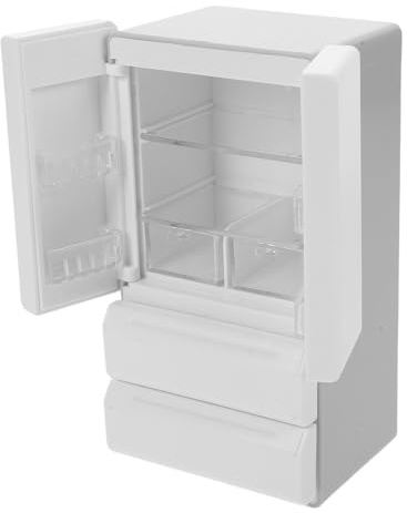 LALADEFIEE Puppenhaus-miniaturkühlschrank Weiß mit Licht und Gefrierfach Spielzeugkühlschrank für Kinderküche Puppenhaus-deko-Accessoire Mini-kühlschrank ohne Werkzeug Aufbaubar