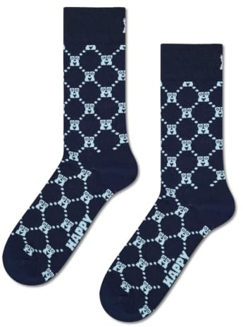 Happy Socks H Monogram Baumwolle Socken Damen Herren Marine Hellblau 41-46