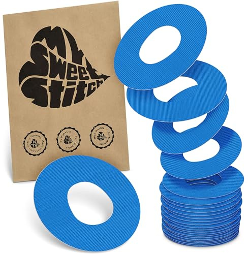 MySweetStitch 25 Ringpatches für Katheter mittel rund Blue | Stabilisiert ablösende Ränder, Mitte bleibt frei, wasserfest und flexibel, bis zu 7 Tage Halt