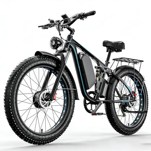 Pudari EB7 Adult Electric Bicycle 52V brushless dual motors, 23Ah removable battery, 26×4-inch wide tyres Snow bike, mountain bike, 7-speed all-terrain hydraulic disc brake commuter bicycle