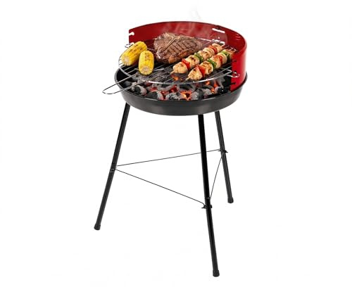 Amig - Barbacoa de carbón - 57 x 54 x 84 cm - Negro - Fabricado en Acero - Jardín y patio - para terraza y balcón con tamaño ajustado a espacios pequeños uso práctico y mantenimiento fácil. Mod. FENIX