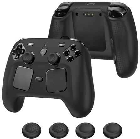 Silikon-Schutzhülle for Steam Controller 2 2026, Zubehör, rutschfeste Hülle mit Joystick-Kappen, leicht, stoßfest (schwarz)