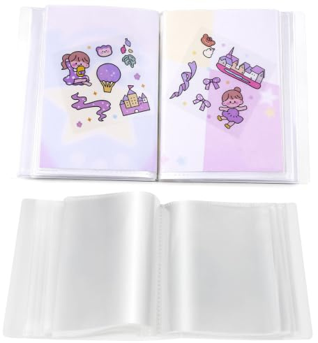 2 Stück A6 Postkartenalbum, PVC wasserdicht 100 Seiten Sticker-Organizer | Transparent Aufbewahrungsalbum, für Postkarten Sticker Fotos Visitenkarten Quittungen Sammelkarten, Scrapbooking