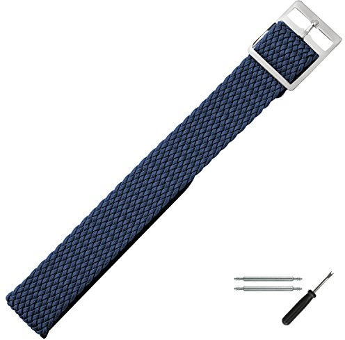 MARBURGER Uhrenarmband 18mm Perlon Blau - Werkzeug Montage Set 9501850000120