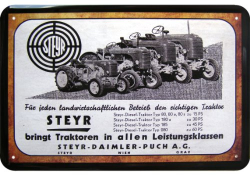 Steyr Traktoren Reklame Blechschild Replik