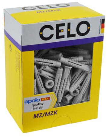 Celo Universaldübel mit Kragen MZK 6x41 - Dübel mit 4-fach Spreizung und Knotenbildung - Mehrzweckdübel, Nylon grau - 100 Stück