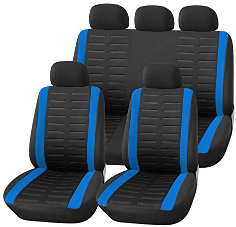 Upgrade4cars Autositzbezüge Set Universal | Auto-Schonbezüge für die Vordersitze & Rückbank in Blau
