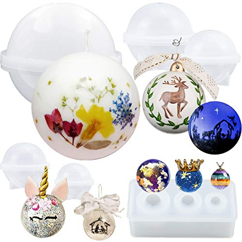FUNSHOWCASE Kugel Silikonform Sphere Epoxidharz Formen für Schmuck Kerzen Badebombe 6 Größe 1,5/2/2,5/3/4/5/6/10cm Set