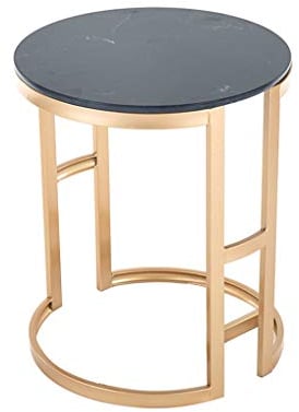Wohnzimmer Couchtisch/Beistelltisch, Tischplatte aus Marmor, Tischgestell aus Metall, für modernes Zuhause, rund, schwarz und weiß optional