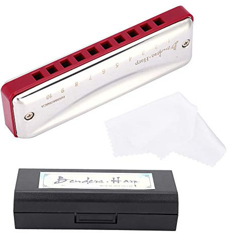 Mundharmonika, KONGSHENG KS-10BH Ting Harp 10 Loch 20 Ton Mundharmonika Blues Deluxe, Tonart C.(rot)