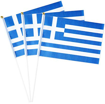 mflagperft Griechenland-Flaggen auf Stab, 12 Stück, kleine griechische