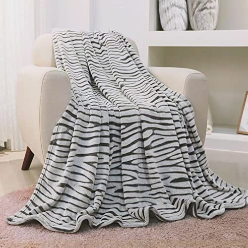 FY FIBER HOUSE Flanell Fleece Decken, extra weiche Flauschige Kuscheldecken, leichte, gemütliche Mikrofaser Sofadecke/Couchdecke für Erwachsene, 150x200cm, schwarzes Zebra