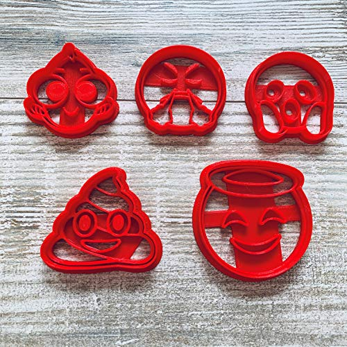 GoSolid3D Emoji/Plätzchen Ausstechform Keksausstecher/Cookie Cutter (Set aus 5 Formen)