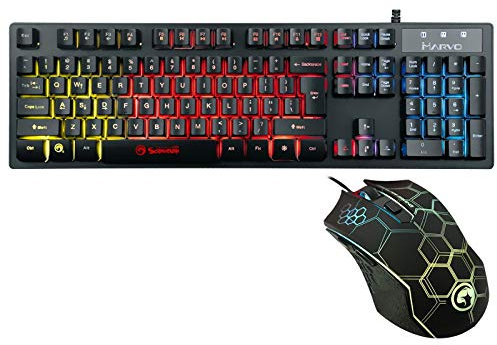Rainbow LED Gaming Keyboard And Mouse Set, UK English Layout, For Desktop PC, Laptop, Windows & Mac