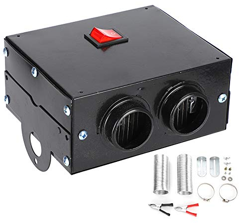 EBTOOLS Auto-Heizlüfter, 600W Wärmekühlventilator Auto Heizung Windschutzscheibenentfroster 12V/24V Portable Defroster Demister mit 2 Ausgangslöchern, 14.8 x 11.5 x 6.5 cm (24V)
