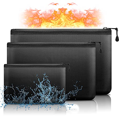 Feuerfeste Dokumententasche Aktentasche mit Reißverschluss 3er Set| wasserdichte Tasche (DIN A4&A5)|Bis 1100℃ Fiberglas|Schutz vor Feuer Brand und Spritzwasser für Dokumente Wertsache Tresor