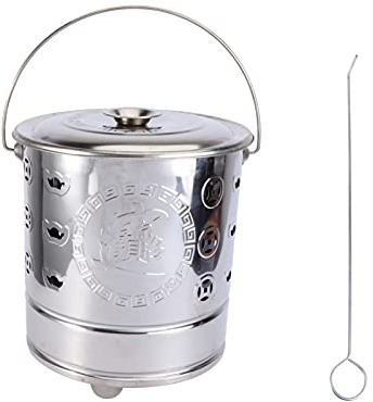 Happyyami 2pcs Stainless Steel Incinerator Furnace Ventilation Portable Household Burning for Garden Waste Silver