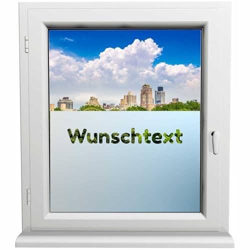Kiwistar UG Sichtschutzfolie - 80 cm lang - Wunschtext Fensterfolie Sichtschutz Milchglas selbstklebend für Bad Dusche Badfenster Blickdicht Büro Terasse Klebefolie