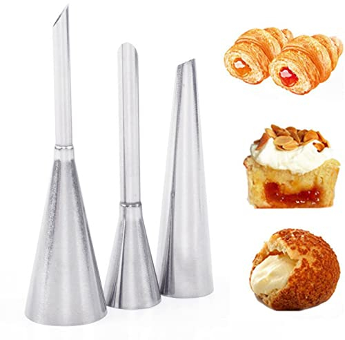 3 Pezzi Ugelli per Torte in Acciaio Inossidabile, Ugelli per Sac à Poche, Set Punte per Tubi Lunghi, per Decorare Torte, Torte da tè, Mousse per Rendere la Torta Più Bella
