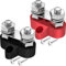 Greluma Morsettiera di distribuzione dell'alimentazione della batteria M8 Dual Studs Bus Bar DC 48V Positivo/isolato da terra Post di giunzione per camion,auto,camper,barca - Nero + Rosso (2 pezzi)