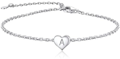 ChainsPro Silver Bracelet for Women - Friendship & Initial Heart Bracelet Gifts