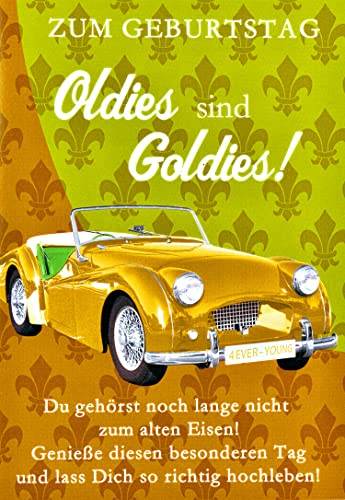 Perleberg hochwertige Geburtstagskarte der Basic Classic Collection Oldies sind Goldies - Karte zum Geburtstag mit Umschlag - Geburtstagskarten in Premium-Qualität 11,6 x 16,6 cm
