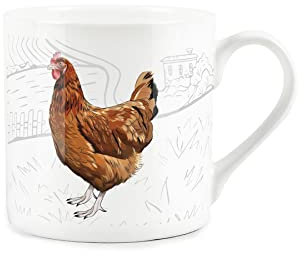 Purely Home Countryside Farmyard Chicken Hen - Fine Bone China White Mug Coffee/Tea Present Gift for Animal Lovers