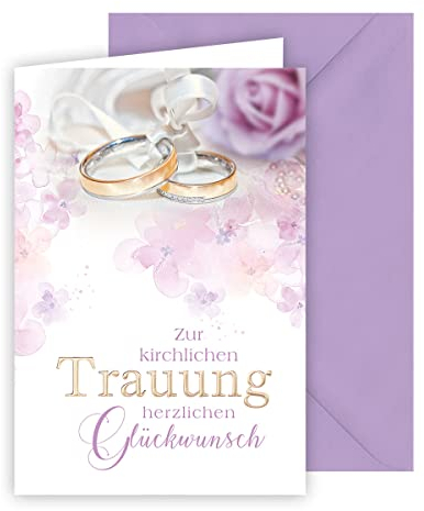 KE - Exklusive Hochzeitskarte, Karte für kirchliche Trauung, Premium DIN B6 Klappkarte inklusive Umschlag - Einladung zur Hochzeit.