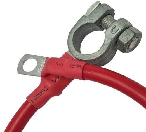 Battery & Starter Lead Power Inverter Cable (16mm/5AWG 12v 110Amp 600mm Long Positive Battery Strap Battery and Ring Terminal)