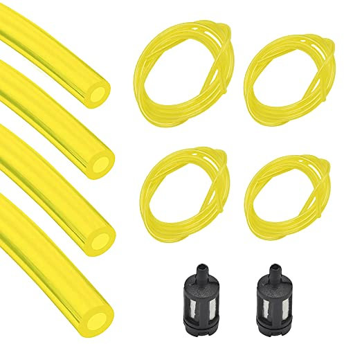 CYNNXIA 4 Sizes Fuel Line Hose Tube Universal Fuel Line Petrol Strimmer Fuel Pipe Replacement Oil Tube Pipe with 2 Pcs Fuel Filters for Chainsaw Weedeater Mower Trimmer Blower (1.5 m*4 Size)