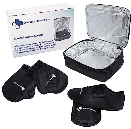QUIMIO-THERAPIE - Chemotherapie Komfort-Set mit Kaltgel-Technologie - Linderung für Hände und Füße - Inklusive Kühltasche, Schwarz, Mittel