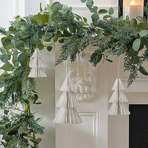 Ginger Ray Weiße Wabenbaum-Papier-Weihnachtsdekoration zum Aufhängen, 3 Stück