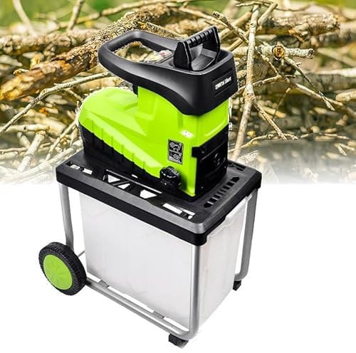 2800WGarden Shredder, Silent Crushing Shredder, Max.45mm Capacity, 60L Collection Box, Shredders and Chippers with Transport Wheel for Wood and Tough Garden Debris
