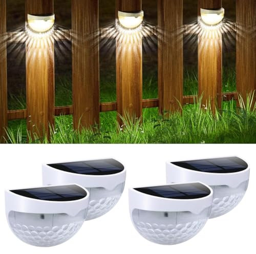 Atrosteve Lampada solare da esterno, Luce da giardino LED senza fili a energia solare, lampada da giardino impermeabile per decorazione, recinzioni, cortili, ponti, scale, cancelli, muri (4 pezzi)
